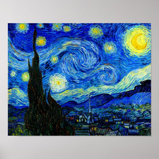 Poster utskrift av Starry Night by Van Gogh Fine A (Framsidan)