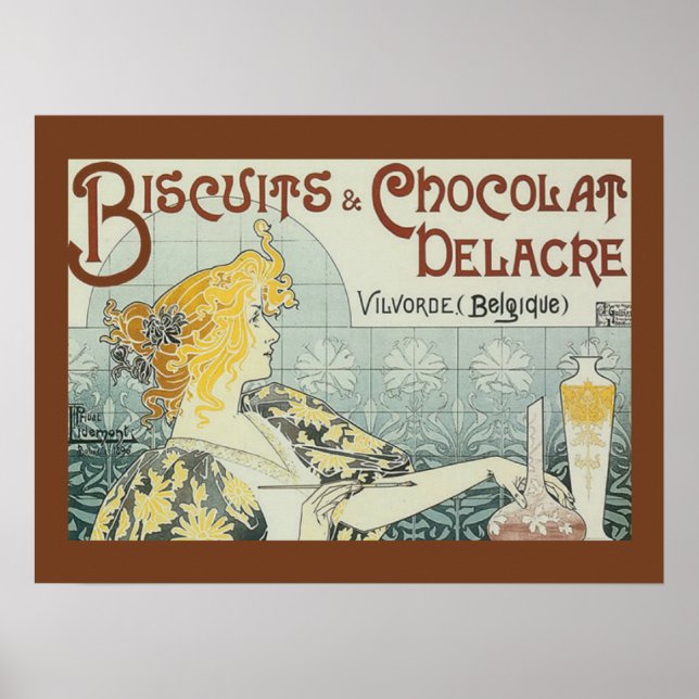 Poster utskrift av vintage annons-biscuits Chocola (Framsidan)