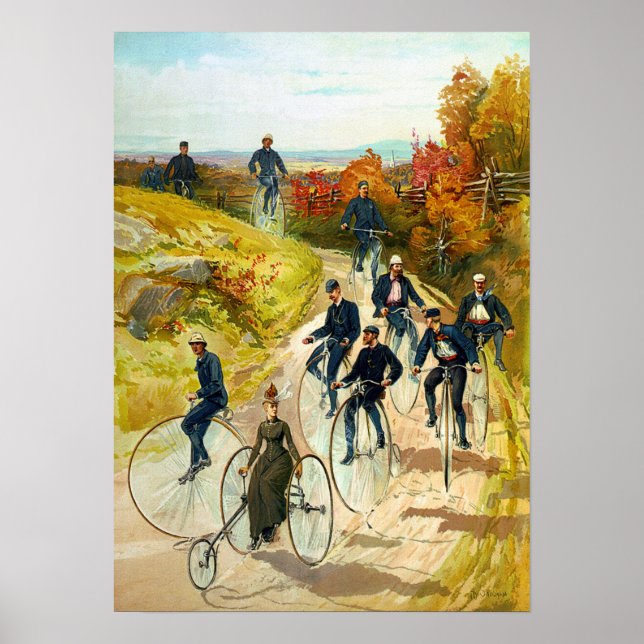 Poster utskrift av vintagens cykling (Framsidan)