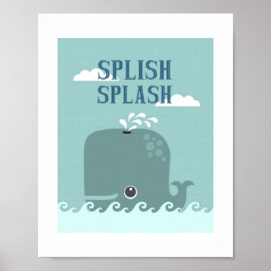 Poster utskrift av Whale Splish Stänk