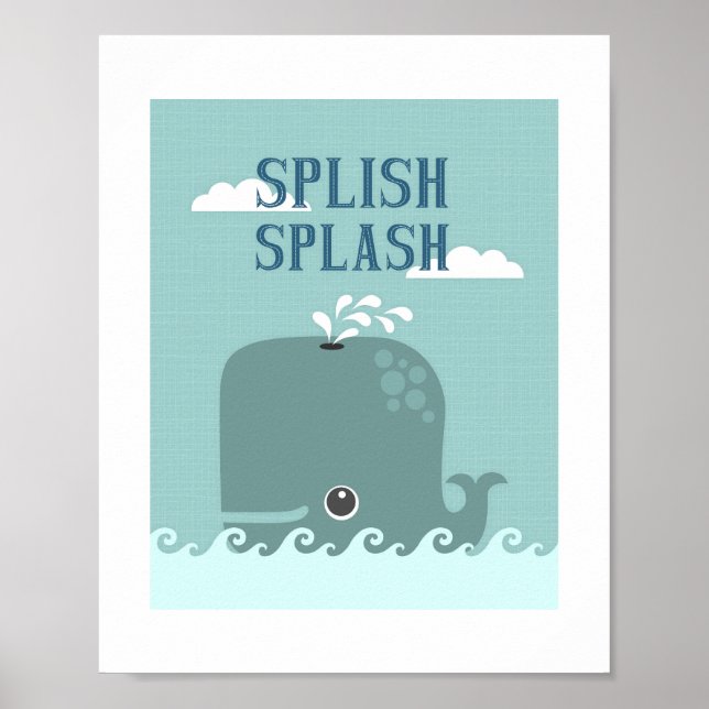 Poster utskrift av Whale Splish Stänk (Framsidan)