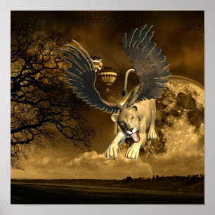 Poster utskrift av Winged Lioness