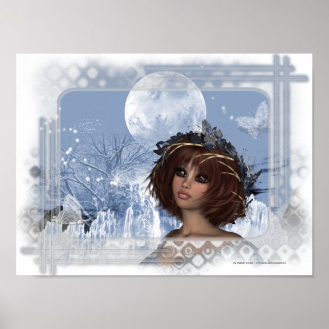 Poster utskrift av Winter Måne Fantasy Woman (Framsidan)