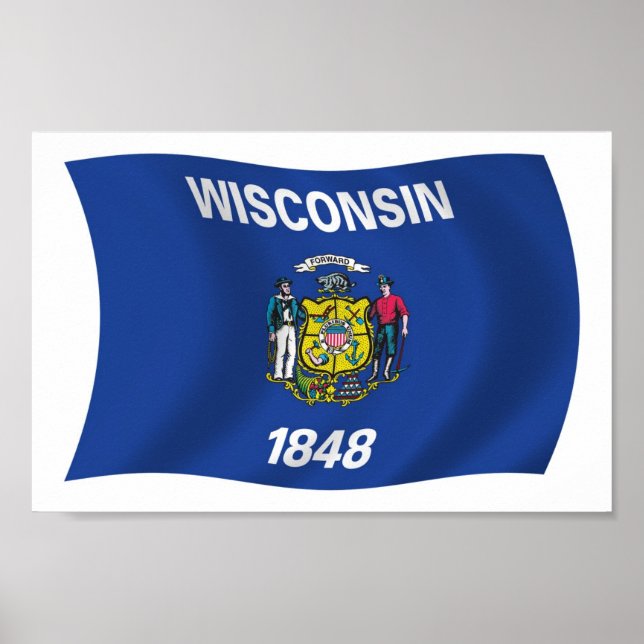 Poster utskrift av Wisconsin-Flagga (Framsidan)