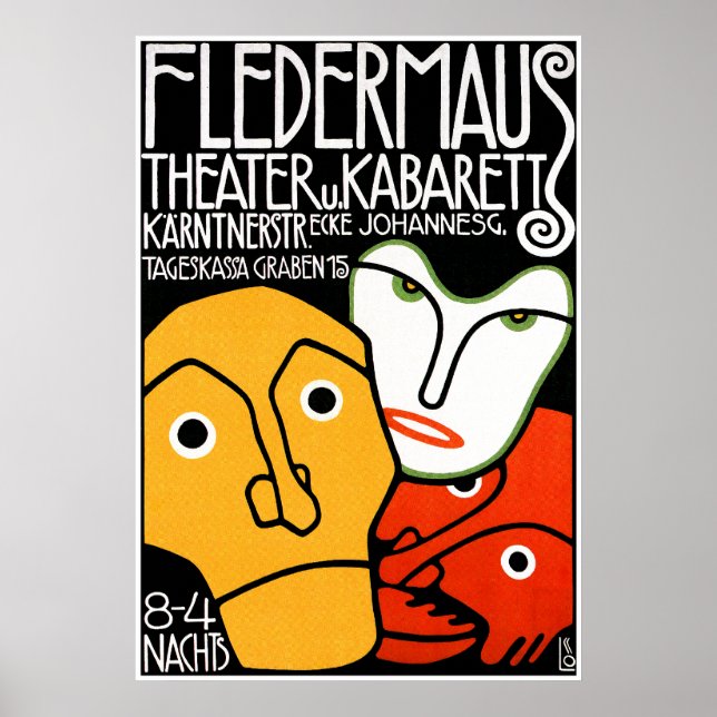 Poster utskrift: Fledermaus Theater och Cabaret (Framsidan)