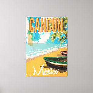 Poster utskrift i Cancun Mexico Beach Vintage reso Canvastryck