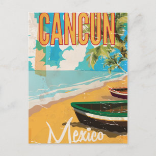 Poster utskrift i Cancun Mexico Beach Vintage reso Vykort