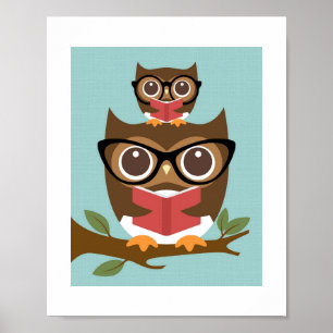 Poster utskrift i Retro Uggla