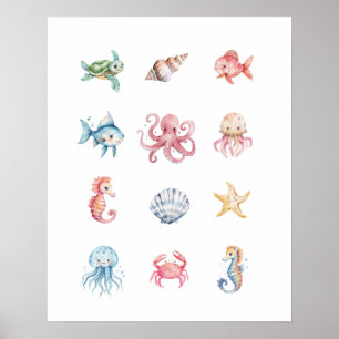 Poster utskrift under Sea Animal