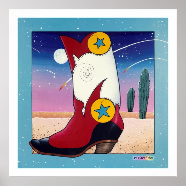 Poster, utskrifter - Boot Cowboyen, alla nedtryckt Poster (Framsidan)