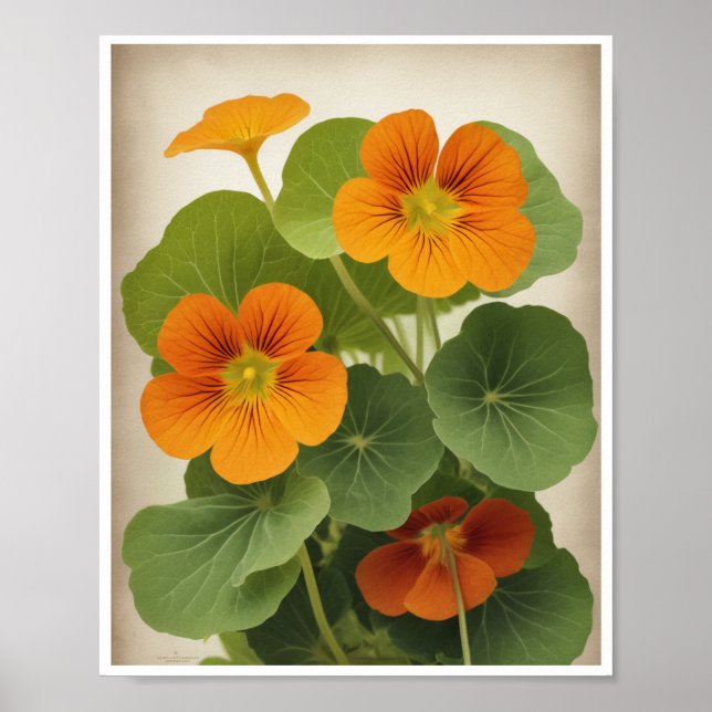 Poster vacker Nasturtium Flower Wall Art Decor (Framsidan)