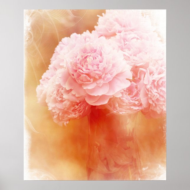 Poster vackert Blushing Peony Bouquet (Framsidan)