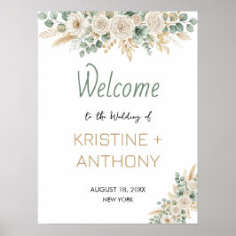 Poster välkomstsignatur för Elegant Blommigt Bröl