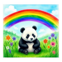 Poster vattenfärgsblad Panda Bear