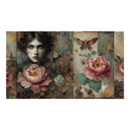 Poster Victorian Fransk Peony Ro Ephemera
