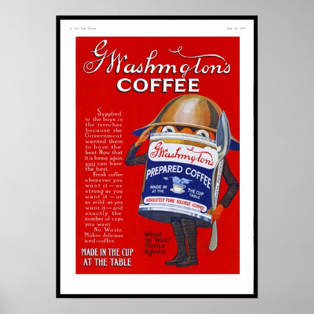 Poster Vintage Advertisement 1919 Coffee (Framsidan)
