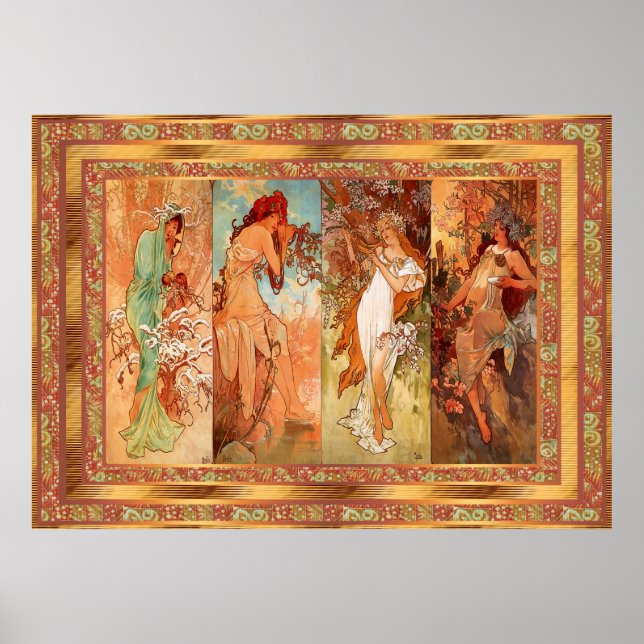Poster Vintage Alphonse Mucha Panel Art nouveau (Framsidan)