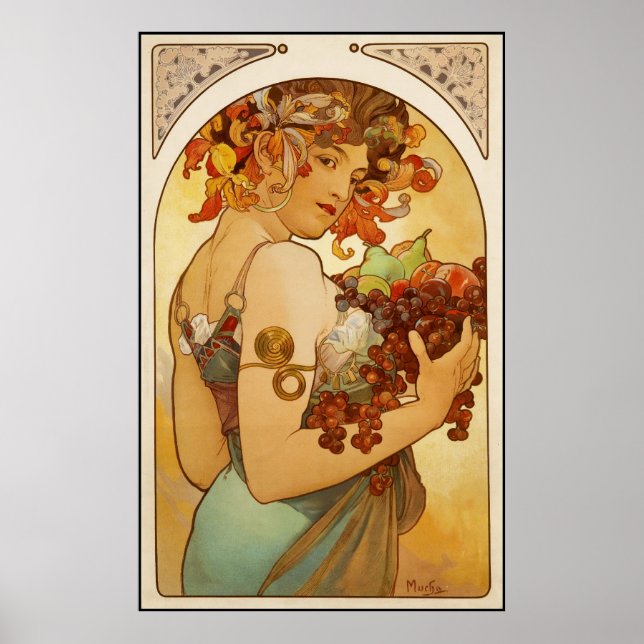 Poster Vintage Art Alfons Mucha Fruit (Framsidan)