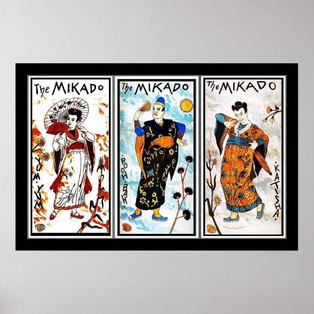 Poster Vintage Art Japanska Mikado 3-panelerna (Framsidan)