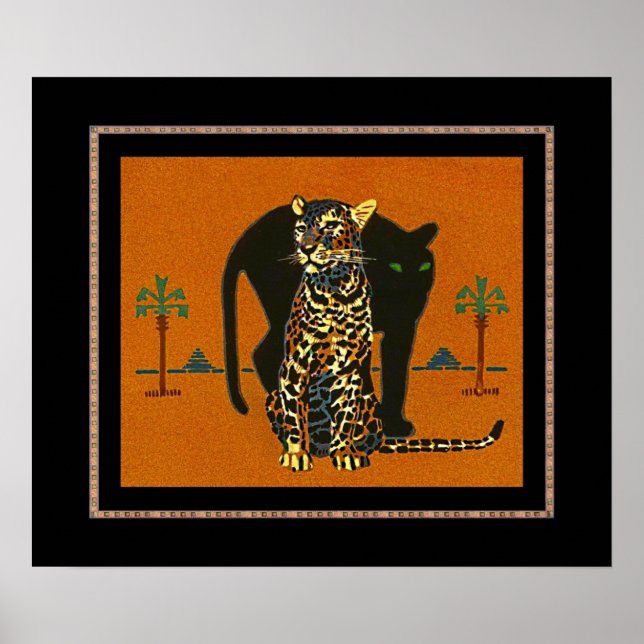 Poster Vintage Art Leopard (Framsidan)