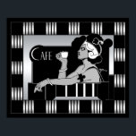 Poster Vintage Cafe Art Deco Rand Black<br><div class="desc">Poster Vintage Cafe Art Deco Rand Black White Silver Large</div>