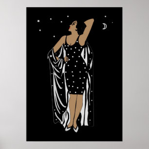 Poster Vintage Glamor Girl Black White No Ram