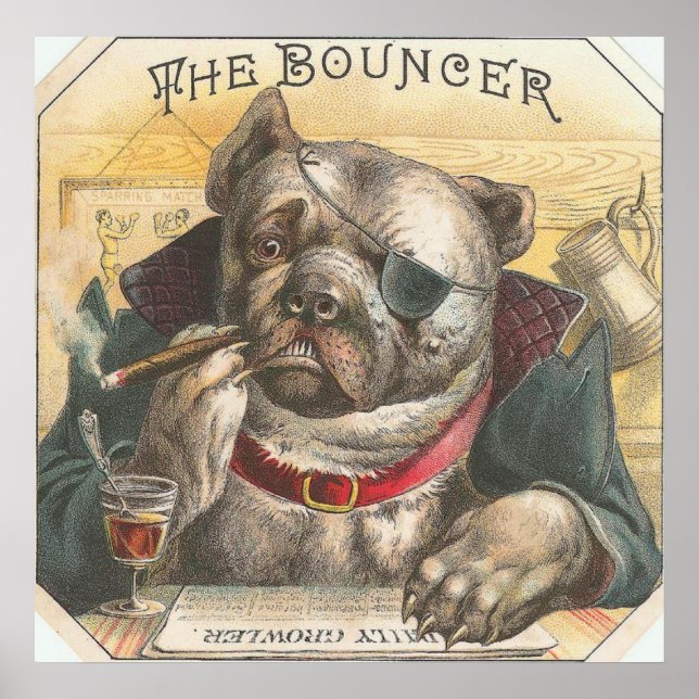 Poster Vintage Hund Bouncer Pub (Framsidan)