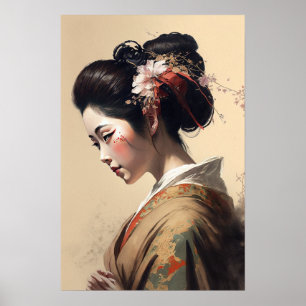 Poster vintage japansk Geisha Art-utskrift