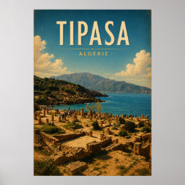 Poster vintage Les ruines romaines de Tipasa