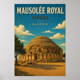 Poster vintage Mausolée Royal de Tipasa - Algérie