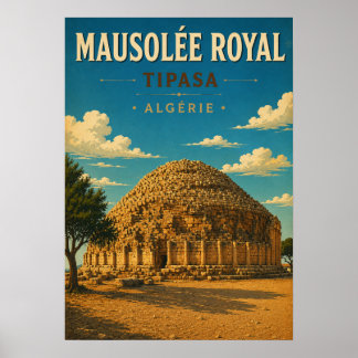 Poster vintage Mausolée Royal de Tipasa - Algérie