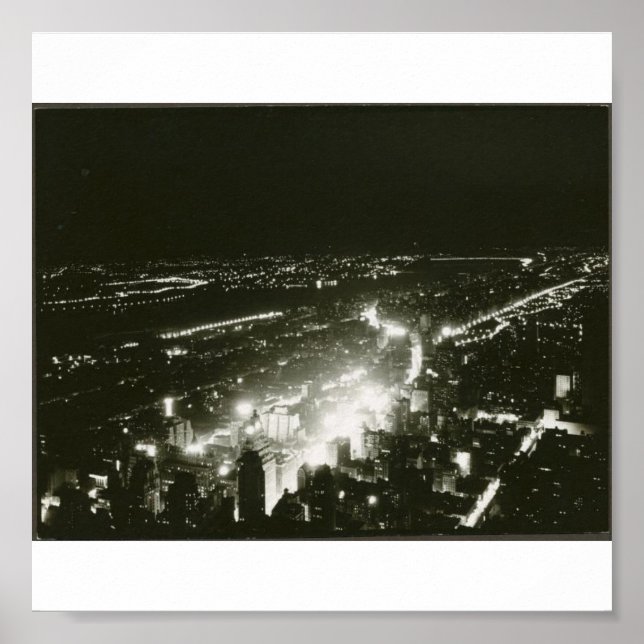 Poster-Vintage-New York på natten Poster (Framsidan)