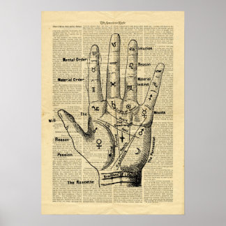 Poster Vintage Palmistry på retropress