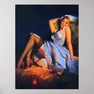 Poster Vintage Pin Up Girl för Haystack-uppspelnin