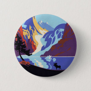 Poster vintage resor, Atlin och Yukon, Alaska Knapp