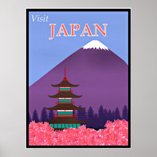 poster vintage resor, besök Japan