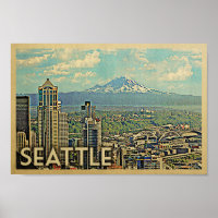 Poster Vintage resor Poster berget Rainier
