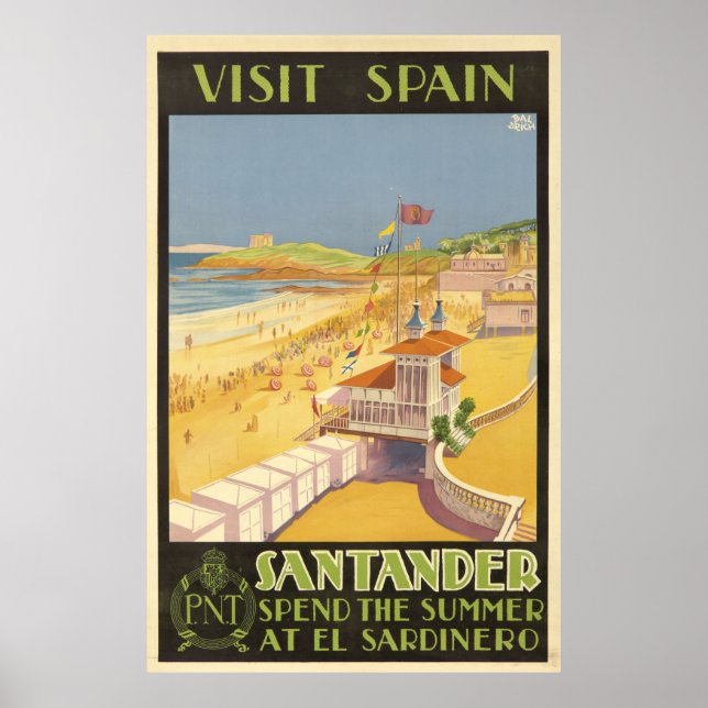 Poster vintage resor - Spanien Santander (Framsidan)