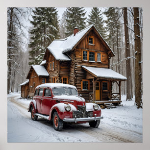 Poster Vinter Antique Car