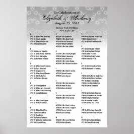 Poster vit Blommigt för sittdiagram i bröllop