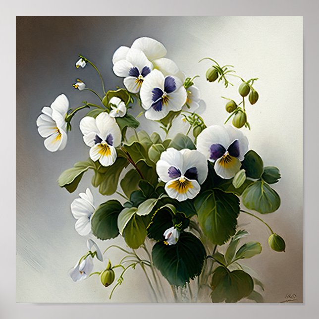 Poster vitviolas blombild (Framsidan)