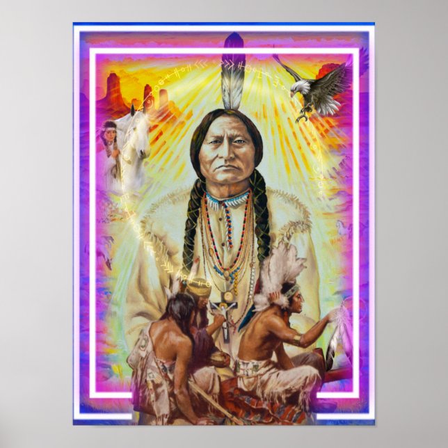 Poster Wall Art Chief Sitta Bull Native American (Framsidan)