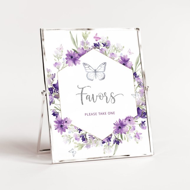 Poster Watercolor lila silver Butterfly Favoriter (Skapare uppladdad)