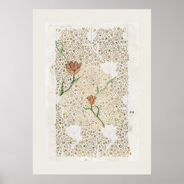 POSTER: WILLIAM MORRIS : GARDEN TULIP : 1885 POSTER (Framsidan)