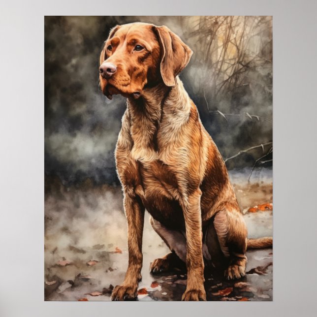 Poster Wirehsted Vizsla Hund Art-utskrift (Framsidan)