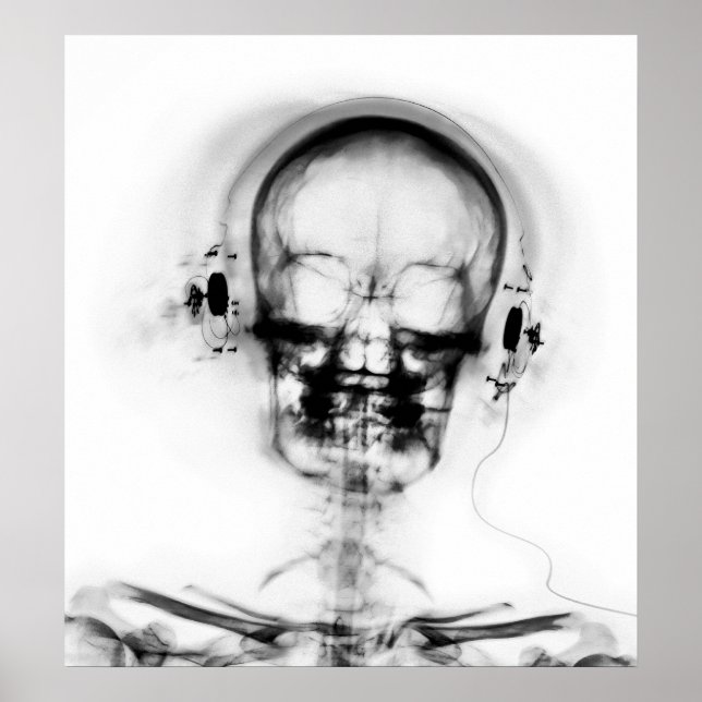 POSTER-X-RAY MUSIC SKELETON BLACK GRÅTT B&W POSTER (Framsidan)