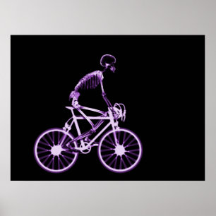 POSTER - X RAY SKELETON BIKING BLACK LILA