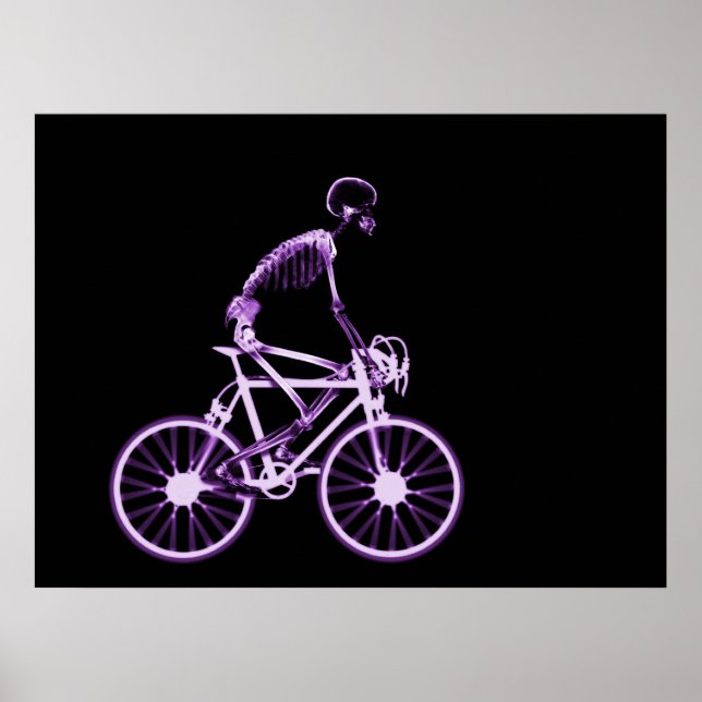 POSTER - X RAY SKELETON BIKING BLACK LILA (Framsidan)