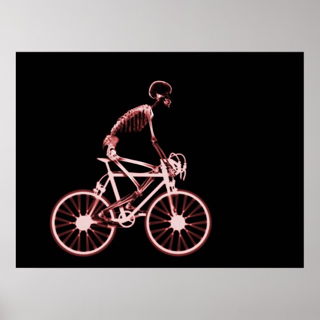 POSTER - X RAY SKELETON BIKING BLACK RED (Framsidan)