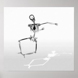 POSTER - X-RAY SKELETON JOY LEAP B&W